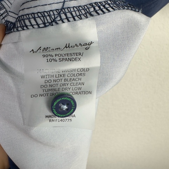 William Murray Shirt Men L Blue Golf Pattern Short Sleeve Performance Athleisure - Picture 6 of 6